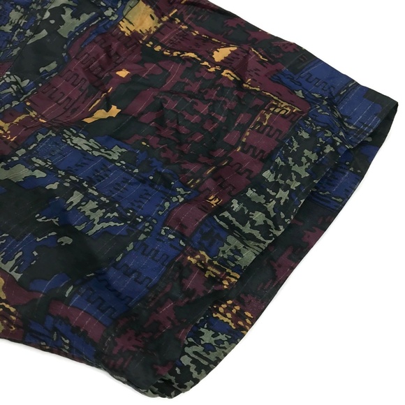 Vintage Structure Hawaiian Silk Shirt Sz L Aztec - Picture 4 of 8